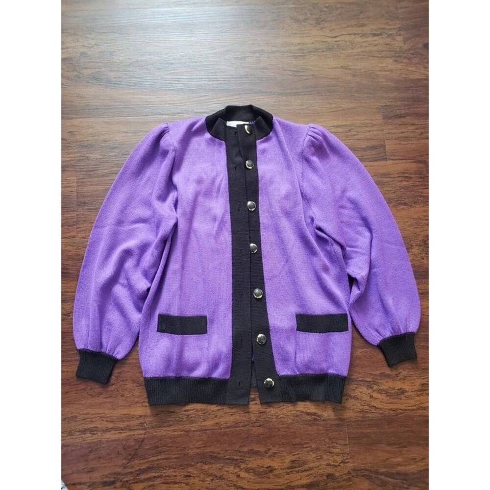 Vintage St John Purple Brown Wool cardigan Jacket Size S